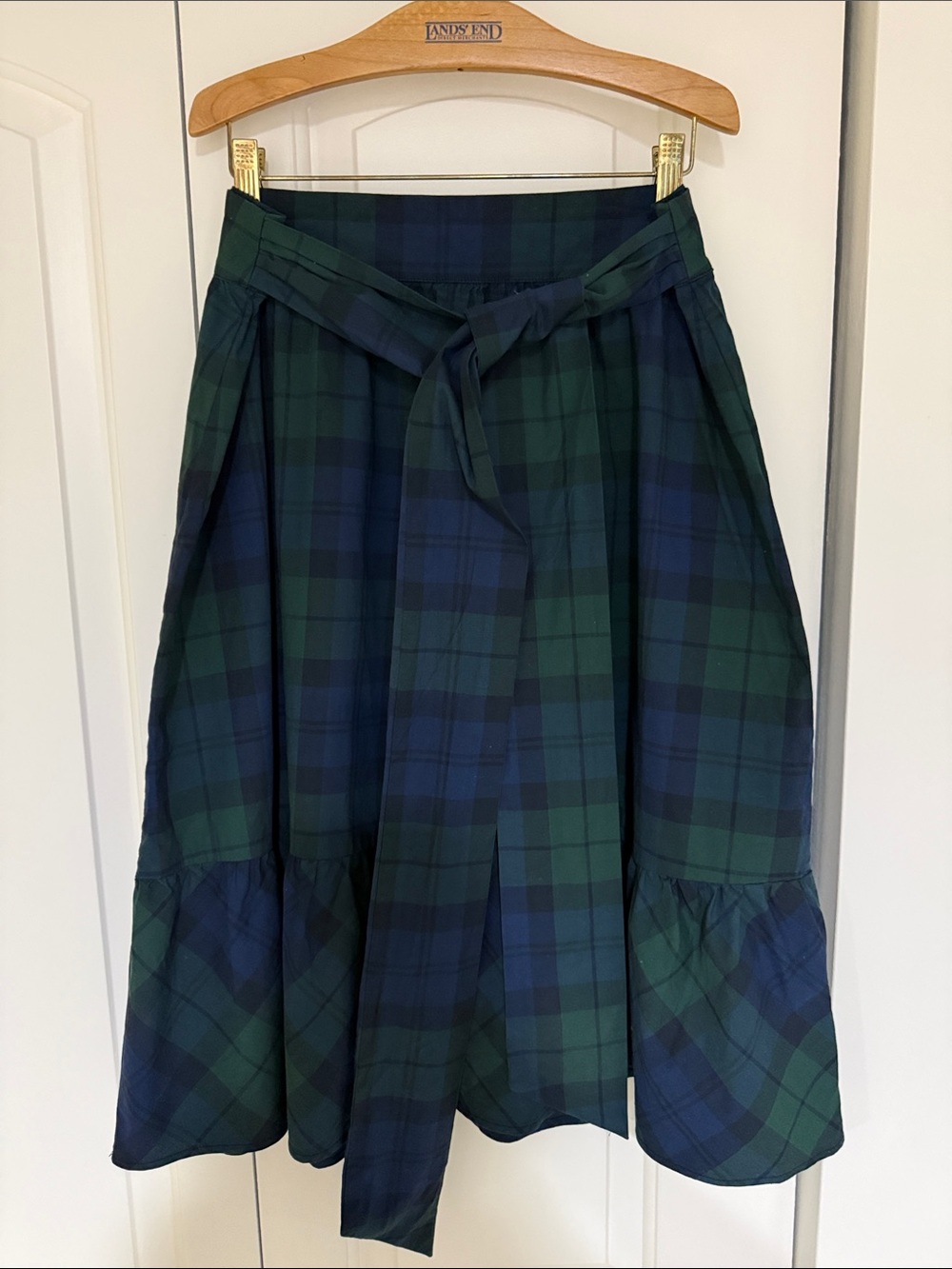 J. Crew Black Watch Plaid Midi Skirt - Green/Blue